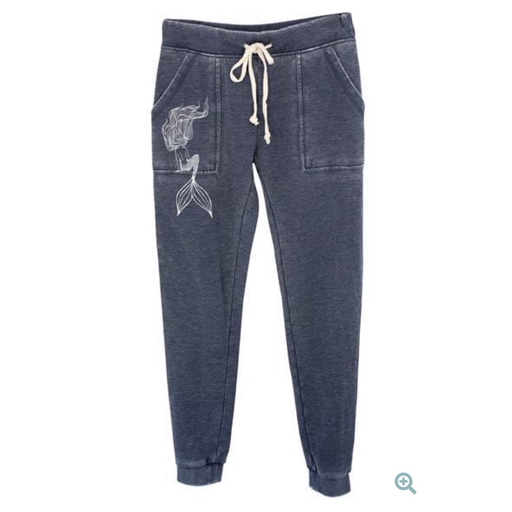 Wings Hawaii Paia Maui Washed Black Sweatpants XS Mermaid Pants